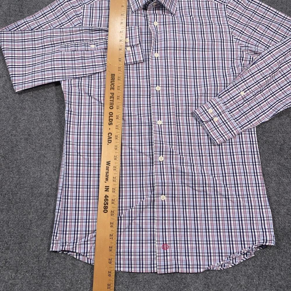 David Donahue Trim Fit Check Luxury Non-Iron Dress Shirt Mens 15 32/33 (S/M) - Picture 6 of 10